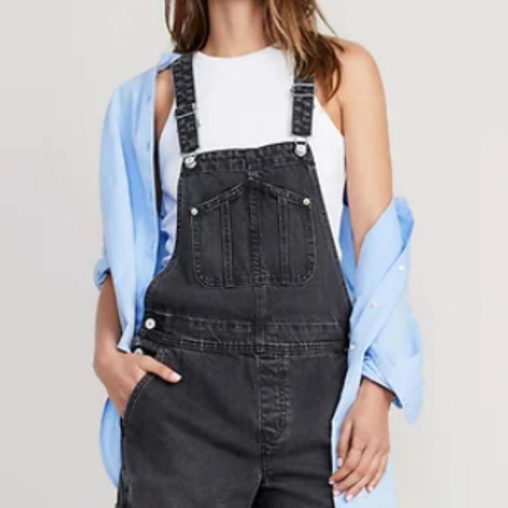 Old Navy Black Jean Short Overalls for Women